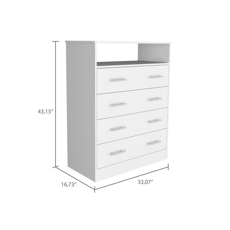 Commode rectangulaire à 4 tiroirs Dover, Blanc