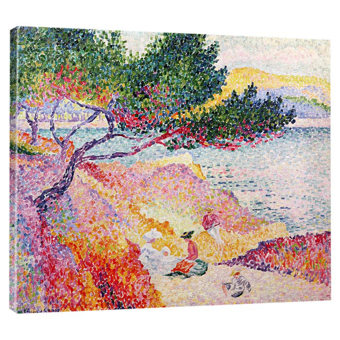 « la plage de saint-clair » par henri edmond, H 24 po x l 30 po x P 1,25 po, Toile
