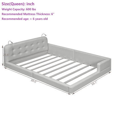 Queen Size PU Upholstered Platform Bed