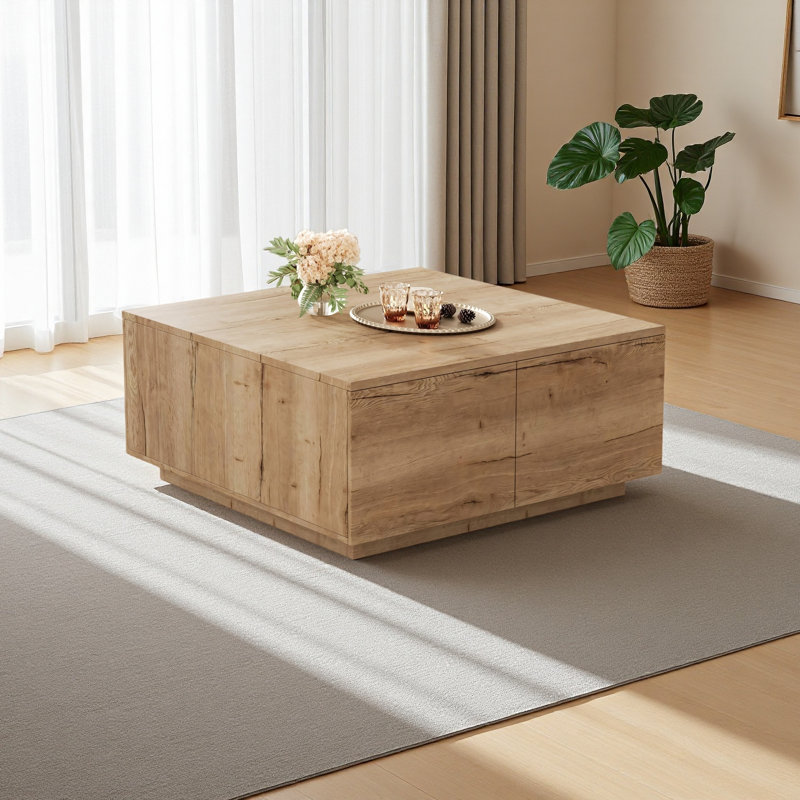 33.25" Square Coffee Table with 4 Drawers