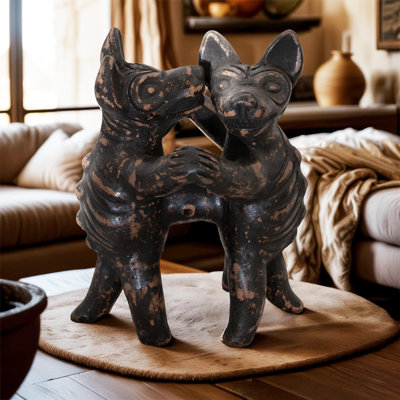 Figurine de table Black Clay Dancing Dogs