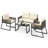 4 Pcs Patio Furniture Set With Tempered Glass Coffee Table Pe Wicker Rattan Chairs