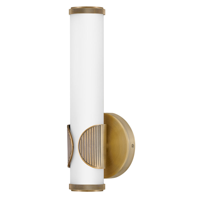 Femi Integrated LED Bath Vanity Wall Sconce, Lacquered Brass