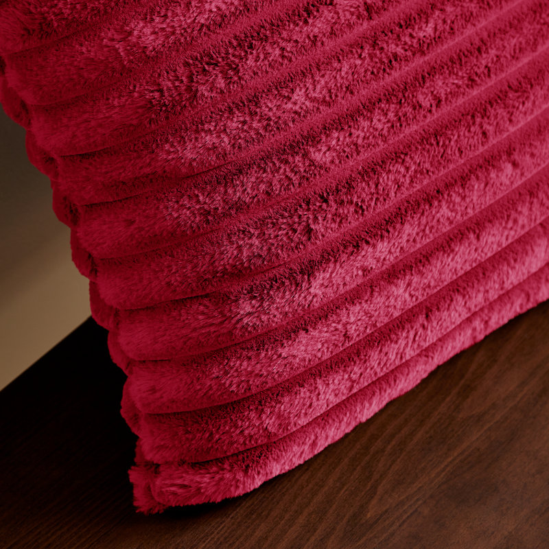 Cosy Ribbed Faux Fur Cushion, Hot Pink, Polyester