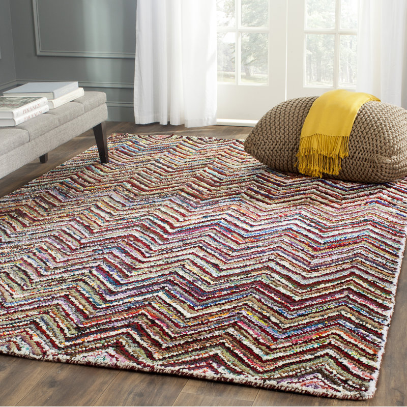 Cleaves Chevron Cotton Hand Woven Area Rug, Rectangle 122 x 183 cm
