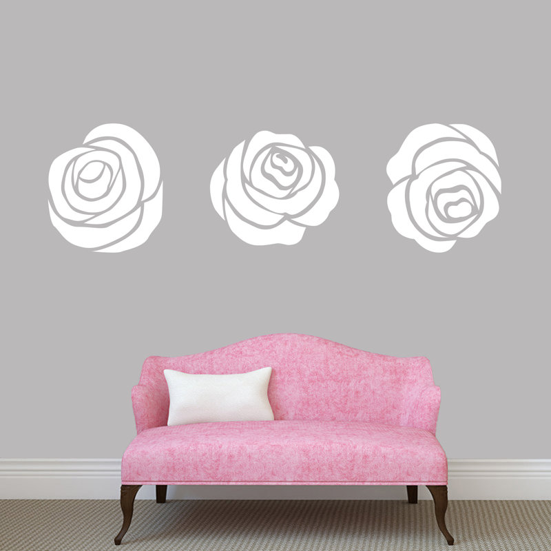 Décalcomanie murale ensemble de roses, Blanc
