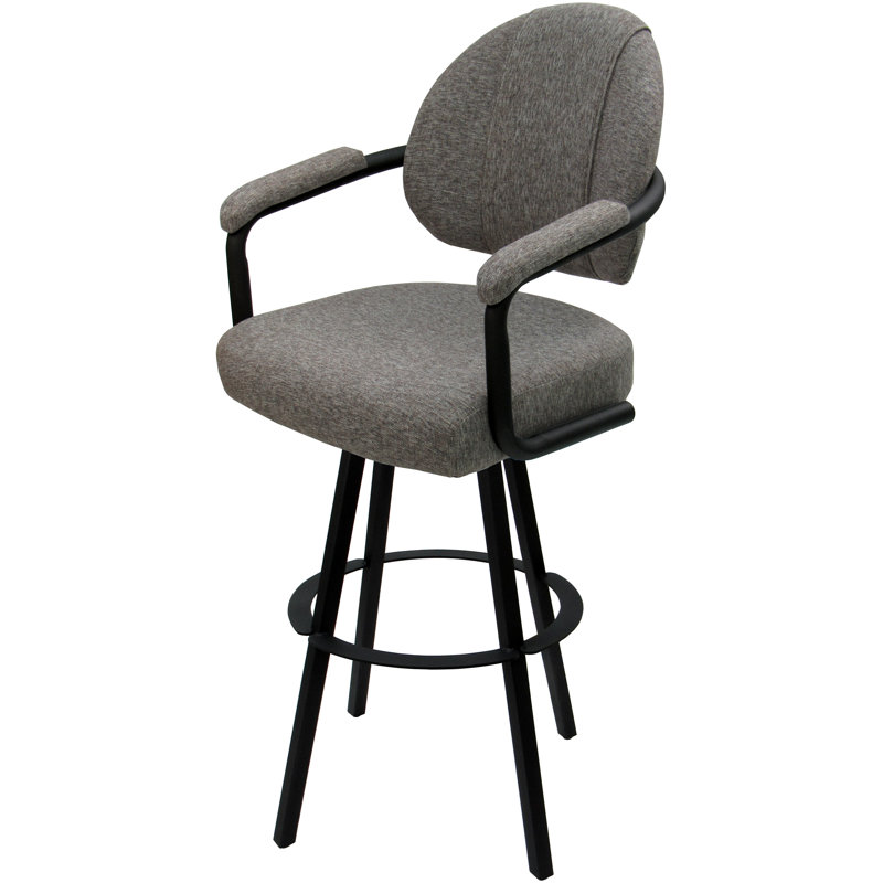 Tabouret de comptoir pivotant 30 po Mahlum, Mélange de polyester gris / cadre noir