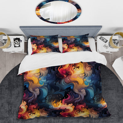 Celestial Concealment Ripple II - Ensemble de housse de couette à motif abstrait - Microfibre de polyester