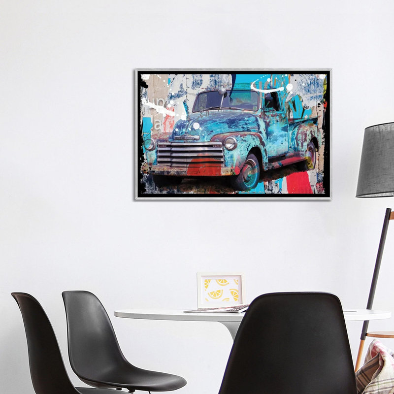 «Drive Great» - reproduction d'art murale - toile encadrée, 40" x 26", Framed Canvas, Silver
