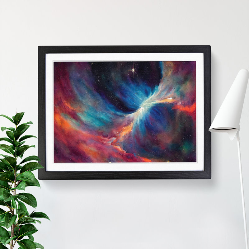 Cosmos In Watercolour Vol.2 - Single Picture Frame Painting, Black, 25cm H x 34cm W x 2cm D