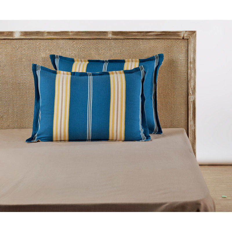 Taie d'oreiller 100% coton Bluebell, Bleu / Jaune / brun