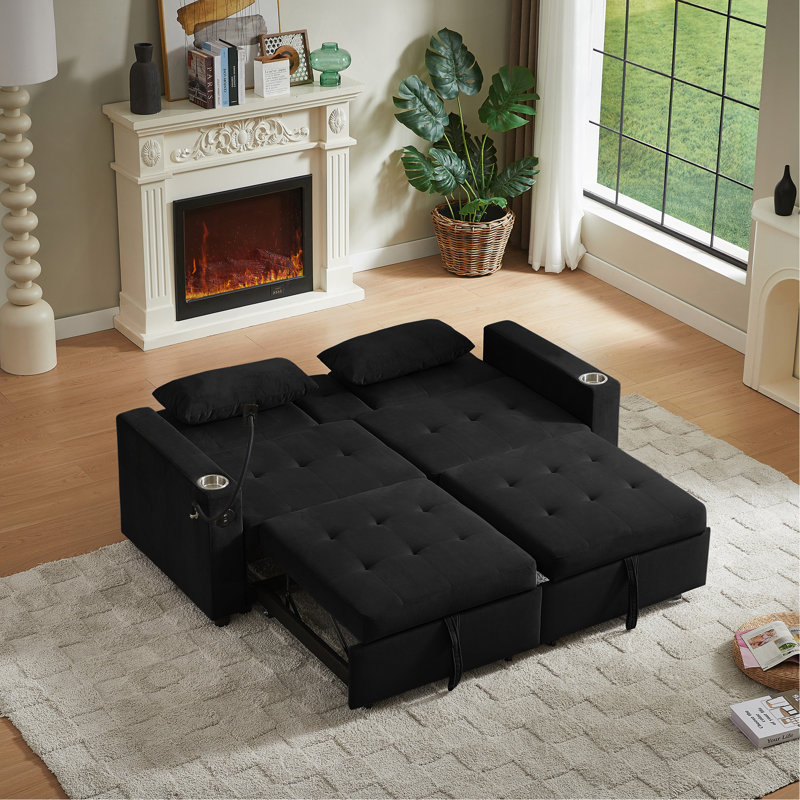 Black Fabric Sleeper Sofa Bed