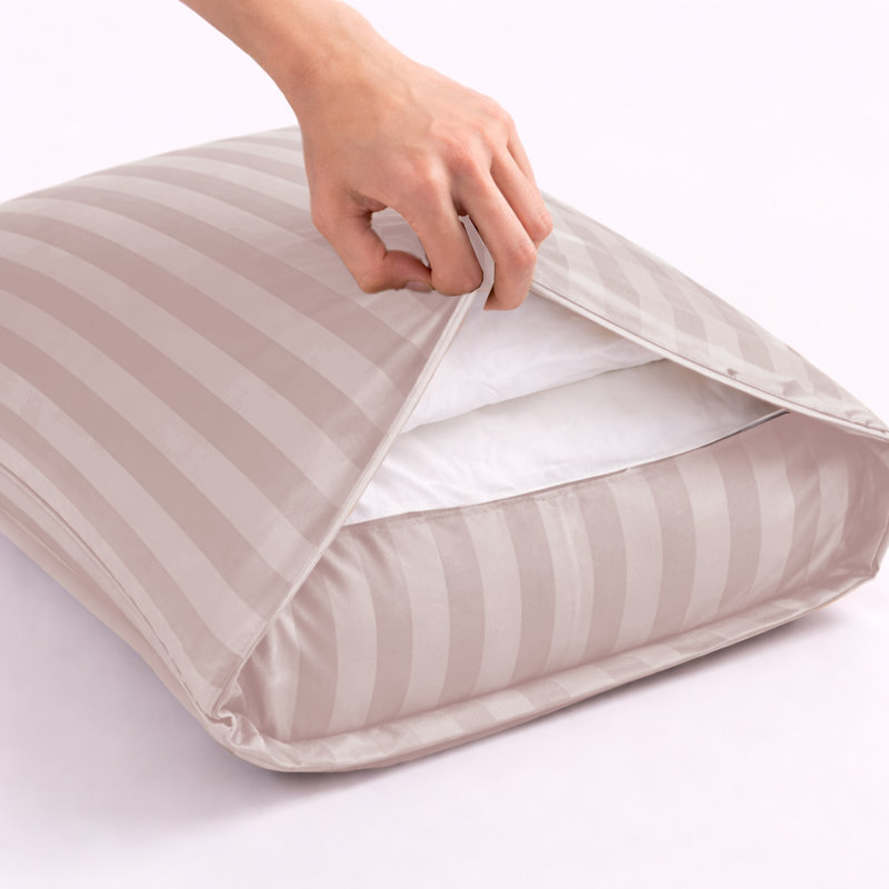 Microfiber 250 TC Reversible Stripe Duvet Cover Set with Pillowcases, Kingsize Duvet Cover + 2 Standard Pillowcases, Peach