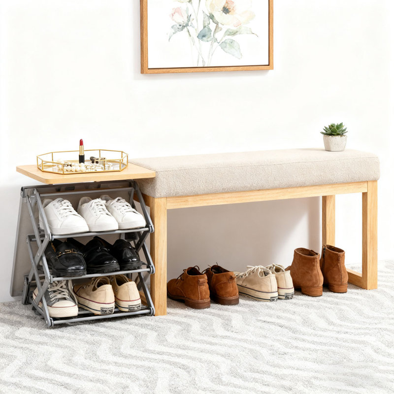 Upholstered Shoe-changing Bench, Brown