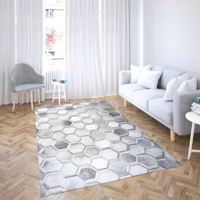 Tapis rectangulaire unique en cuir de vache Jessiana