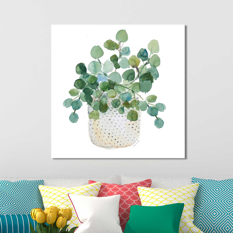 «Pots Plant III», reproduction de peinture à l'aquarelle, H 18 po x l 18 po x P 1 po, Toile tendue