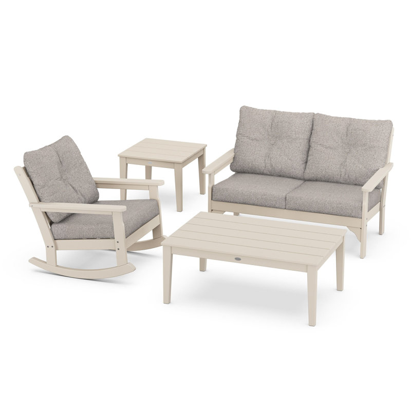 Vineyard 4-Piece Deep Seating Rocker Set, Sand, Ash Charcoal