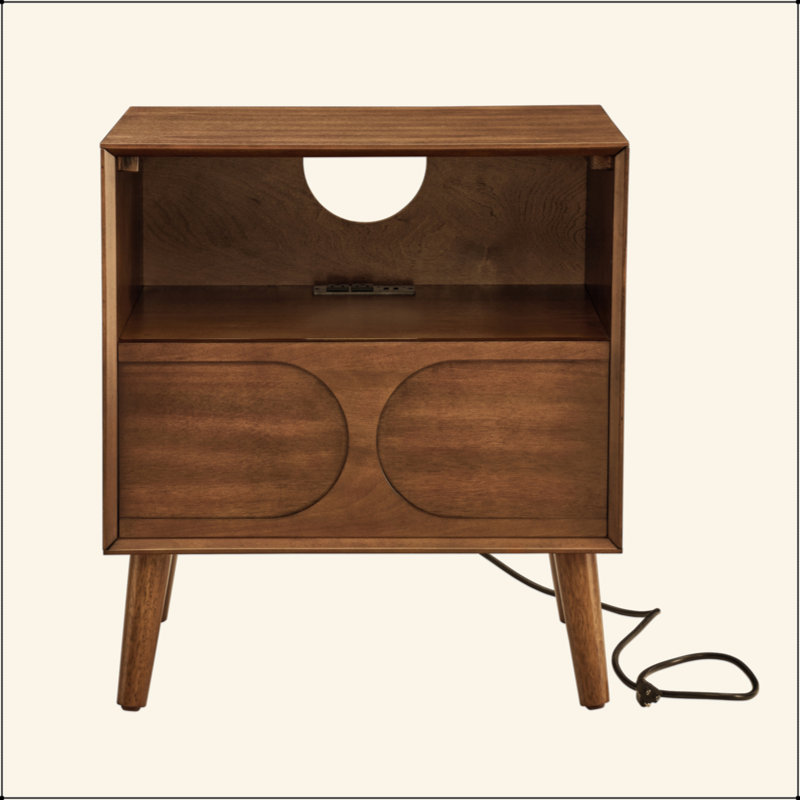 Table de chevet cannelée Mid Century