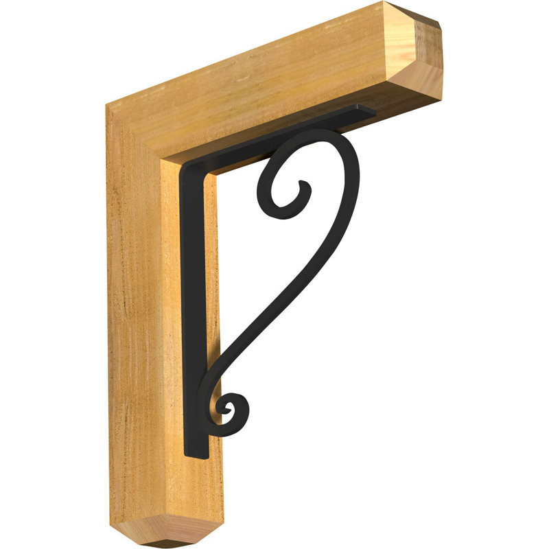 Edwards Single Brace Craftsman Ironcrest Bracket, 20"H x 18"D, 4"W x 4"T Western Red Cedar (Rough Sawn)