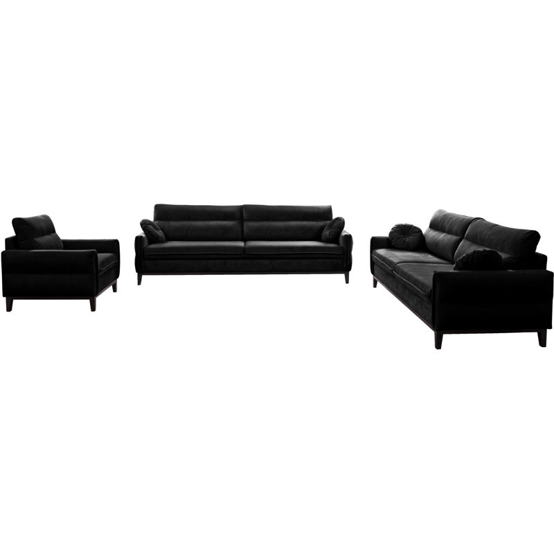 Bhumi 3 - Piece Living Room Set, Black
