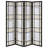 Floral and Black 4-Panel Folding Screen with Floral Motif