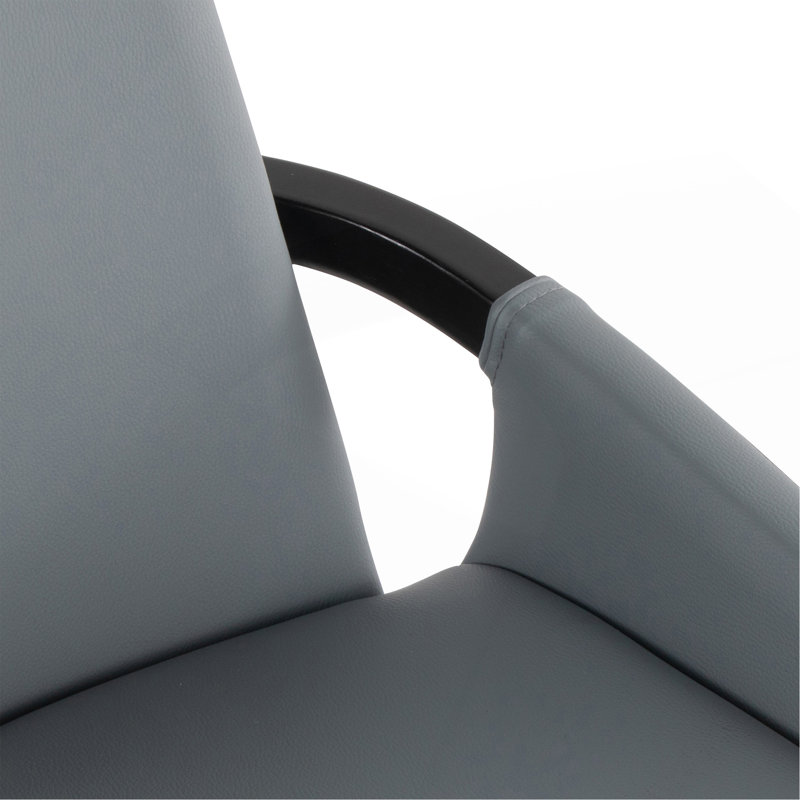 Chaise en bambou et similicuir, Gris