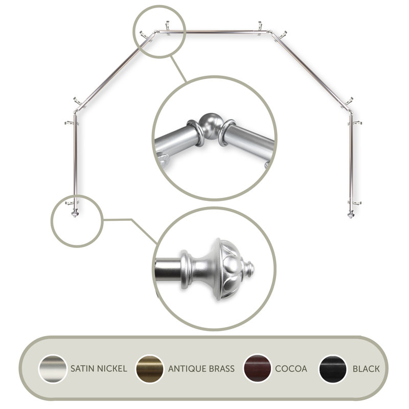 Tringle à rideaux simple ajustable Blondene, 28 po à 48 po (chaque côté), Nickel satiné