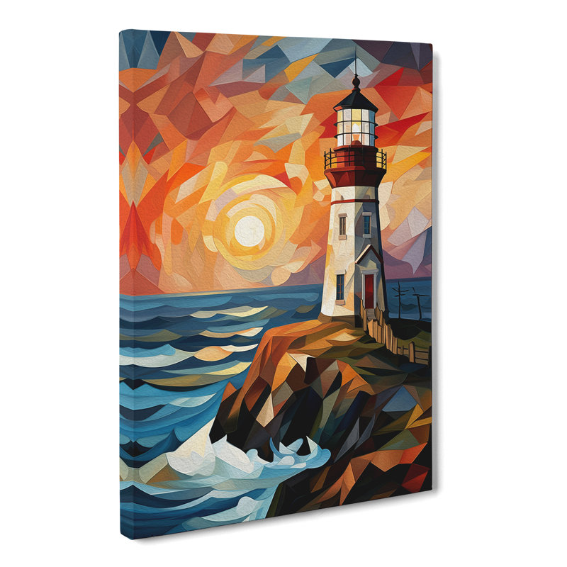Lighthouse Cubism Art No.2 - Wrapped Canvas, 76cm H x 50cm W x 3cm D