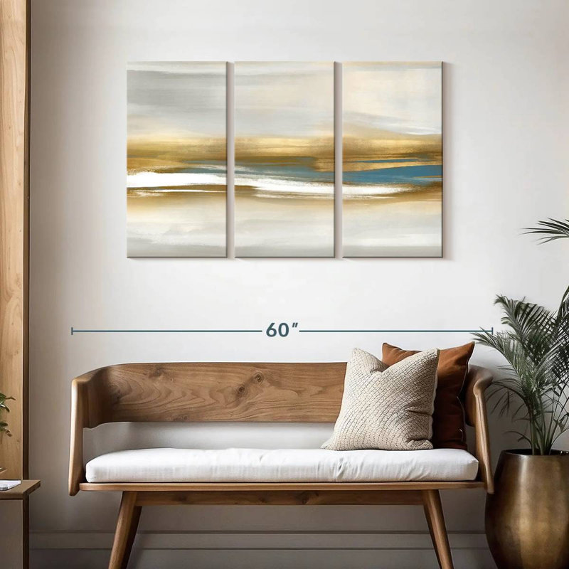Avery Highlight - or et bleu sarcelle I, H 28 po x l 45 po