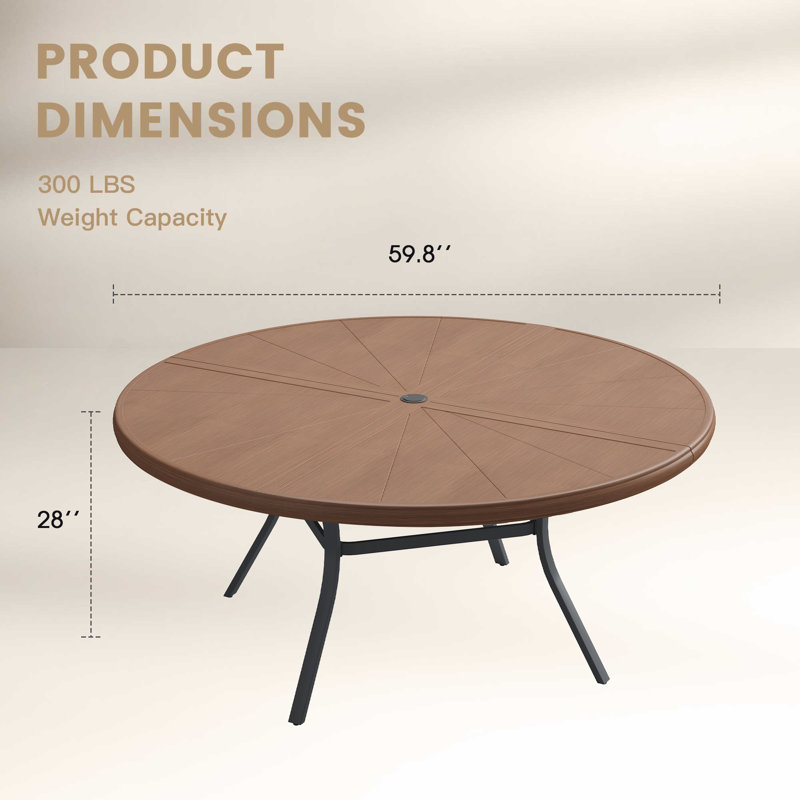 4-Person Aluminum Round Patio Dining Table, Black, 28" H x 40.6" L x 40.6" W