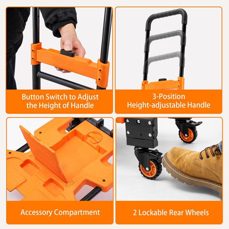 Diable pliable 2 en 1, Orange