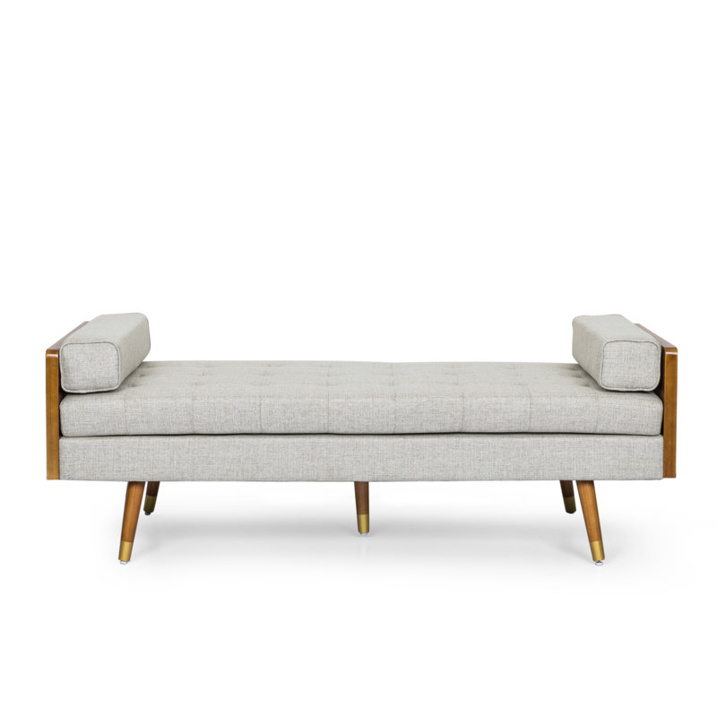 Chaise longue à accoudoirs carrés capitonnés Davidjeremiah, 100 % polyester beige