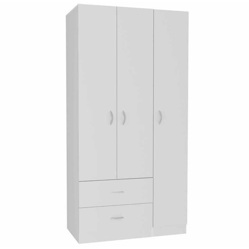 Armoire 2 portes 3 tiroirs Rowaton, Blanc