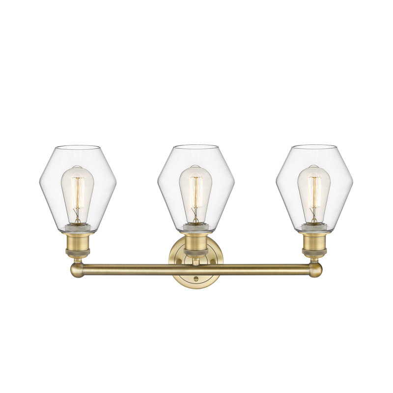 Éclairage pour meuble-lavabo 3 lumières 24 pouces Gabbie, Laiton brossé, Transparent