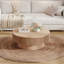 31.5" Modern Round Coffee Table with Storage, Solid Wood Veneered Accent Table-1501319122