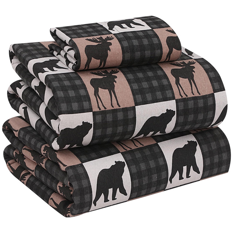 Flannel Sheet Set, King, Wilderness/Plaid