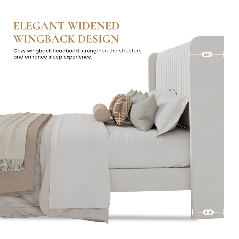Candler Upholstered Wingback Platform Bed | Stylish Comfort