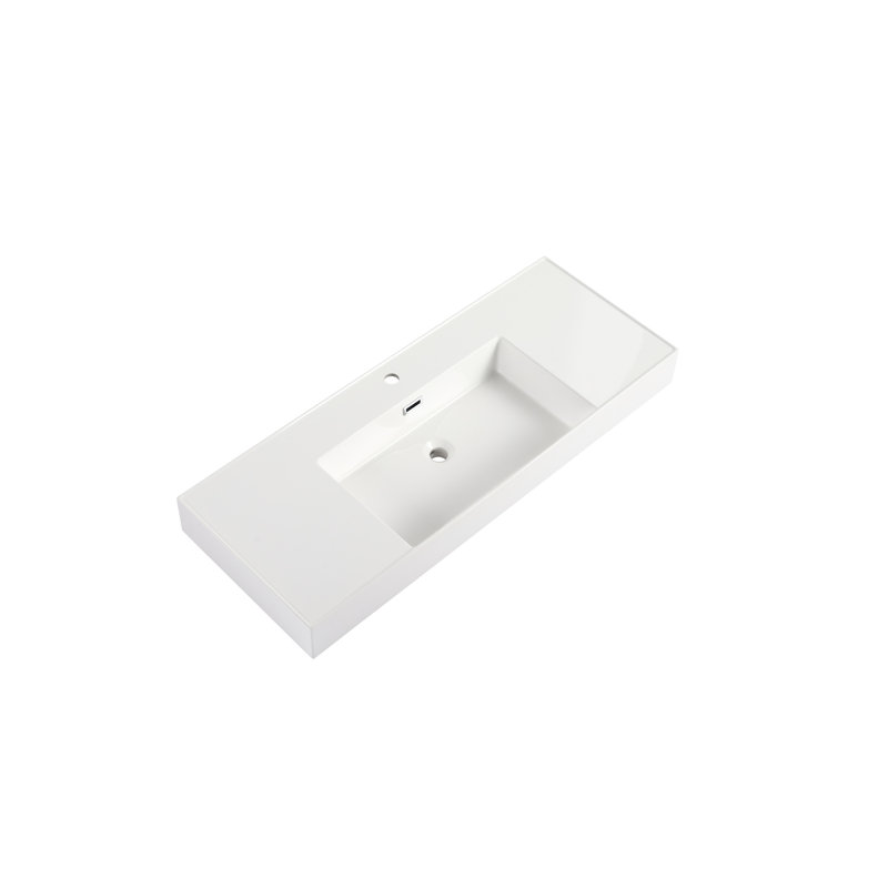 48 Inch Resin Basin For Bathroom Vanity - White, Gel-Coated, Enticing, 46.21 In. Depth, 18.22 Width, 4.76 Height Deep, Wide, High