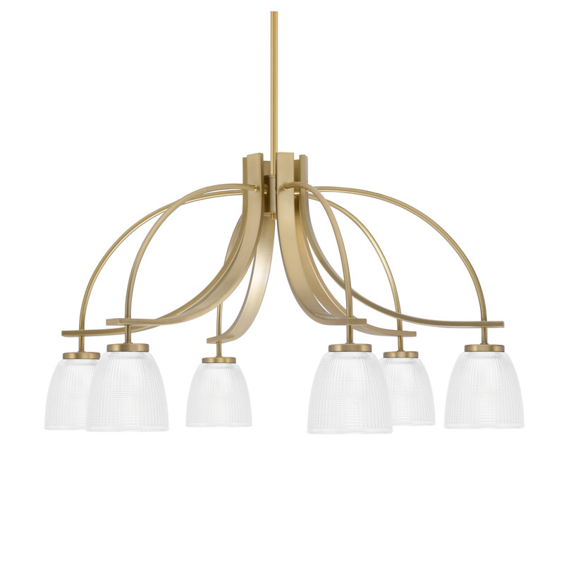 Lustre Cavella Light, avec éclairage de 5 po, H 17,5 po x l 28,75 po x P 28,75 po, Laiton New Age, 6