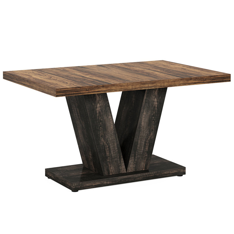47" Farmhouse Dining Table For 4-6, Black/Brown