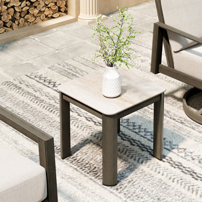 Avanna 1-Piece Brown Aluminum Outdoor Side Table