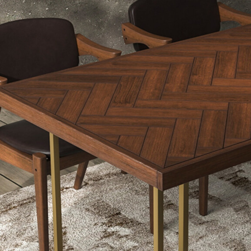 Kamyri Ash Solid Wood Top Metal Base Dining Table, 29.52"H x 55.11"L x 27.55"W