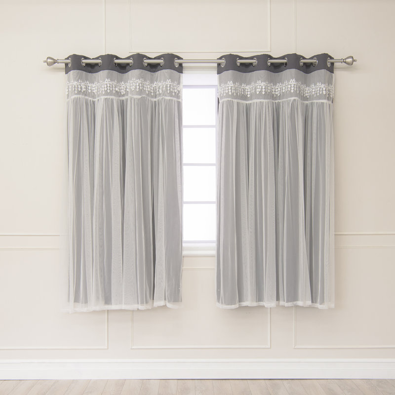 Loar Room Darkening Thermal Curtain Panels, Dark Gray, 52" W x 63" L