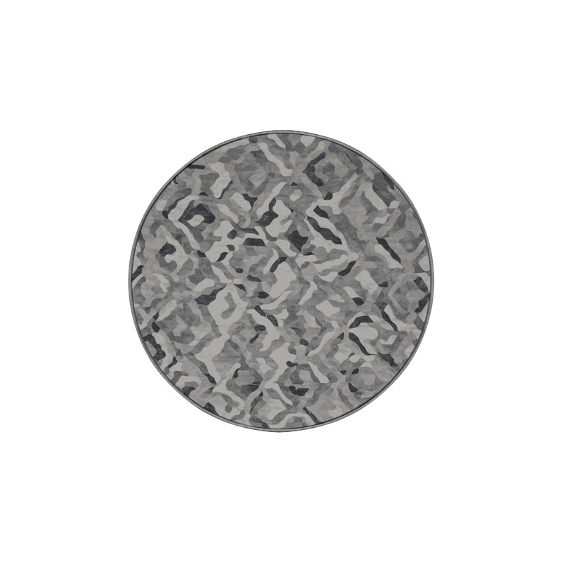 Machine Washable Gray Area Rug, Round 4'