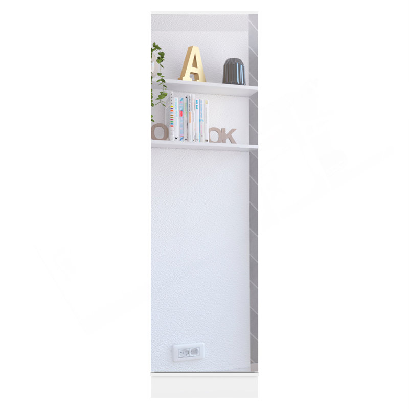 Range-chaussures, miroir, cinq tablettes intérieures, armoire à une porte, Blanc