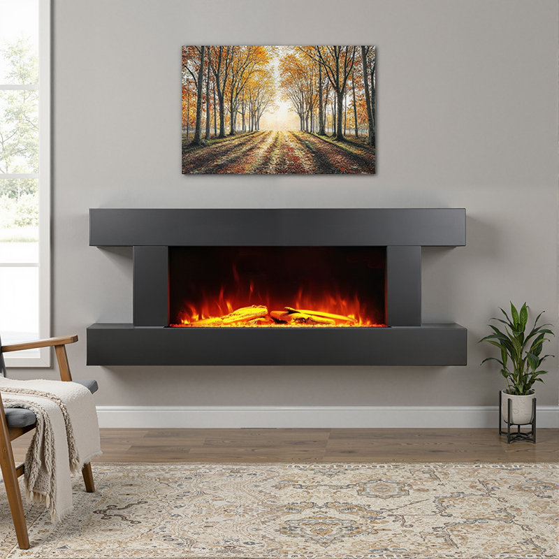 Brayden Studio 132cm W Black Electric Fireplace
