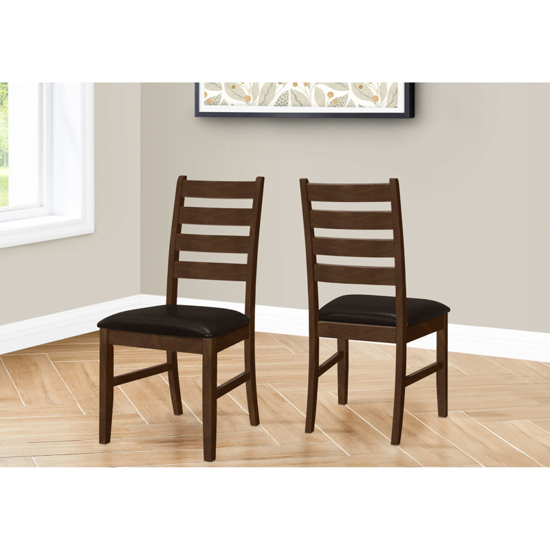 2 chaises de salle à manger de 37 po de hauteur, rembourrées en bois massif brun, pour une pièce confortable