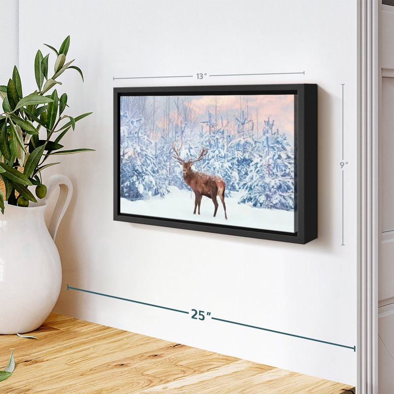 Impression sur toile Snowy Deer, H 9 po x l 13 po