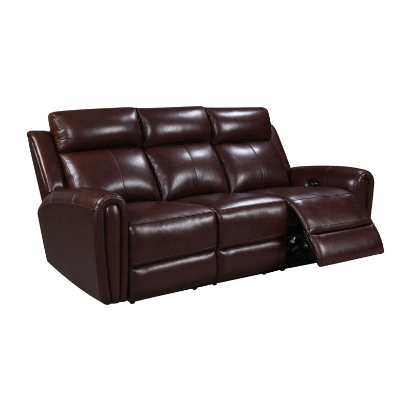 Jaberi Upholstered 82'' Power Reclining Sofa, Brown Genuine Leather
