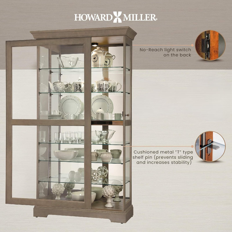 Tyler VI Lighted Curio Cabinet, Gray